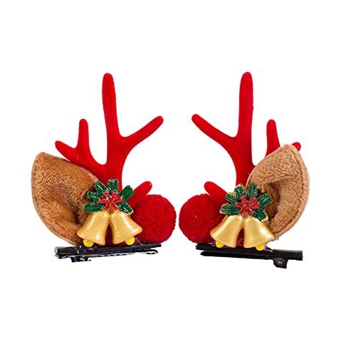 1 Paar Weihnachten Haarspangen Cartoon Dekor Plüsch Ohren Hirsch Geweih Nette Anti-Rutsch-Haarschmuck Kopfbedeckung Xmas Erwachsene Kinder Ente von Katolang