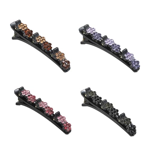 4Pcs Koreanischen Stil Doppel Schicht Mädchen Haarnadeln Elegante Blume Faux Perlen Dekor Bang Haar Clips Styling Werkzeug Mädchen Haarnadeln von Katolang