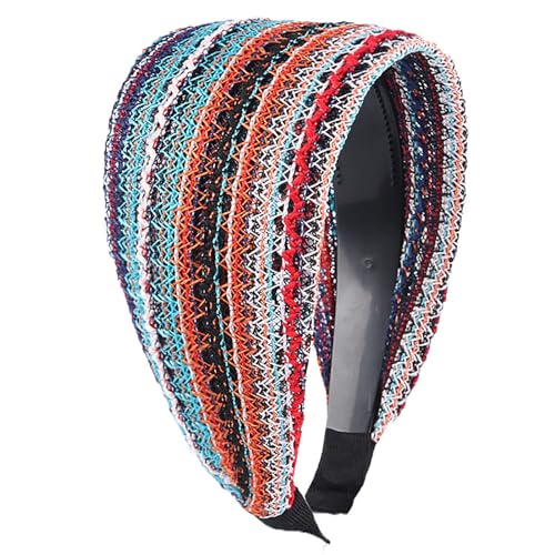 Anti-Rutsch-Zähne Atmungsaktive Mesh Haar Hoop Frauen Retro Patchwork Farbe Breite Stirnband Haar Zubehör Breite Stirnband von Katolang