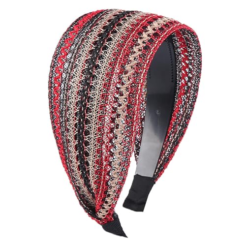 Anti-Rutsch-Zähne Atmungsaktive Mesh Haar Hoop Frauen Retro Patchwork Farbe Breite Stirnband Haar Zubehör Breite Stirnband von Katolang