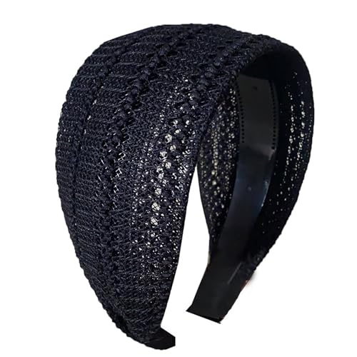 Anti-Rutsch-Zähne Atmungsaktive Mesh Haar Hoop Frauen Retro Patchwork Farbe Breite Stirnband Haar Zubehör Frauen Stirnband von Katolang