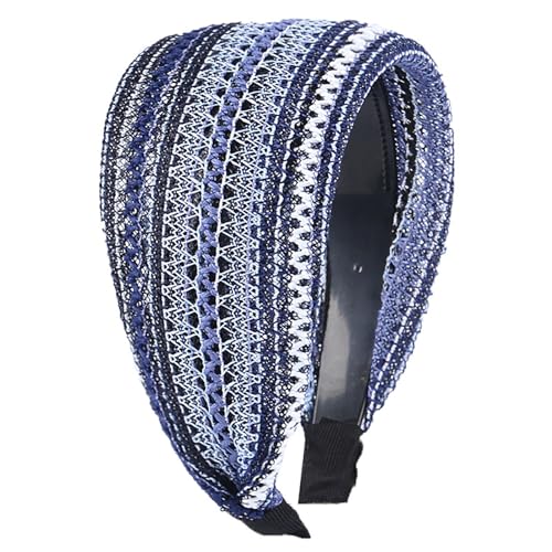 Anti-Rutsch-Zähne Atmungsaktive Mesh Haar Hoop Frauen Retro Patchwork Farbe Breite Stirnband Haar Zubehör Frauen Stirnband von Katolang