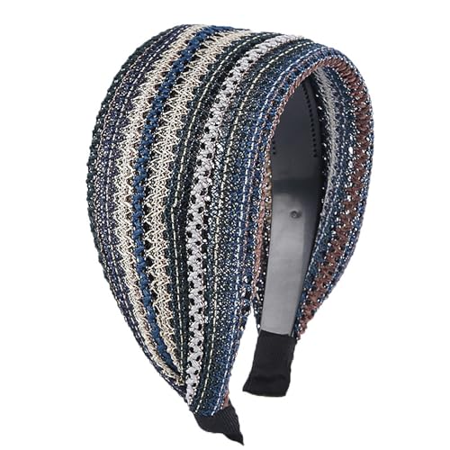 Anti-Rutsch-Zähne Atmungsaktive Mesh Haar Hoop Frauen Retro Patchwork Farbe Breite Stirnband Haar Zubehör Retro Stirnband von Katolang