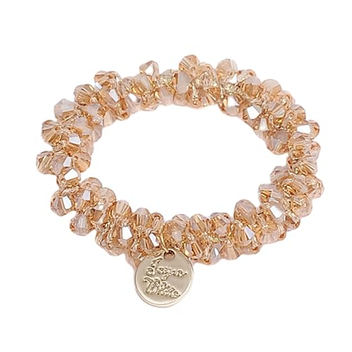 Frauen Haar Krawatte Haar Ring Armband Dual Use Vintage Faux Kristall Fake Perle Elastische Haar Krawatte Pferdeschwanz Halter Dame Schmuck Champagner von Katolang