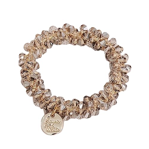 Frauen Haar Krawatte Haar Ring Armband Dual Use Vintage Faux Kristall Fake Perle Elastische Haar Krawatte Pferdeschwanz Halter Dame Schmuck Grau von Katolang