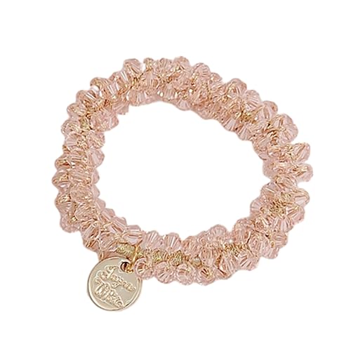 Frauen Haar Krawatte Haar Ring Armband Dual Use Vintage Faux Kristall Fake Perle Elastische Haar Krawatte Pferdeschwanz Halter Dame Schmuck Rosa von Katolang