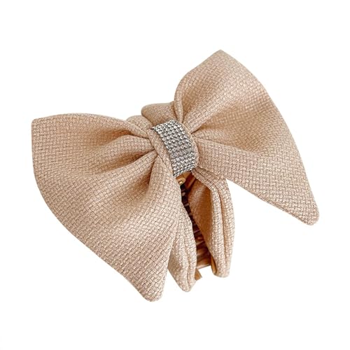 Koreanischen Stil Einfarbig Kreuzung Zähne Haar Klaue Frauen Strass Bowknot Dekor Große Haarspange Styling Werkzeug Große Haarspange von Katolang