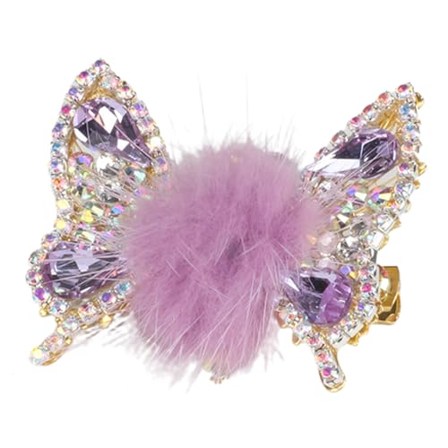 Plüsch Ball Dekor Metall Clip Mädchen Haarnadel Fliegen Strass Schmetterlinge Bang Haar Clip Haar Zubehör Seite Clip von Katolang