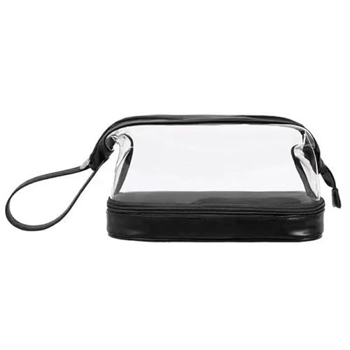 Reise-Make-up-Tasche, große Kapazität, Kosmetiktaschen für Frauen, transparent, wasserdicht, doppellagig, Make-up-Tasche für Reisen und Zuhause, Schwarz von Katolang