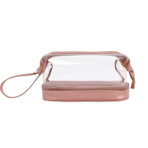 Reise-Make-up-Tasche, große Kapazität, Kosmetiktaschen für Frauen, transparent, wasserdicht, doppellagig, Make-up-Tasche für Reisen und Zuhause, rose von Katolang