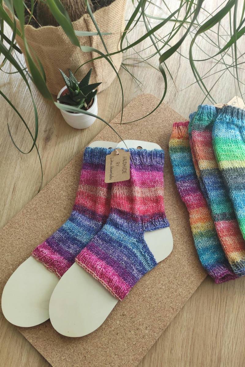 Gestrickte Wollsocken Gr. 35-38 Und 39-42 Für Yoga, Pilates, Tanz, Gymnastik, Sport - Kunterbunt, Kuschelig, Bequem von KatrinsKraemerladen