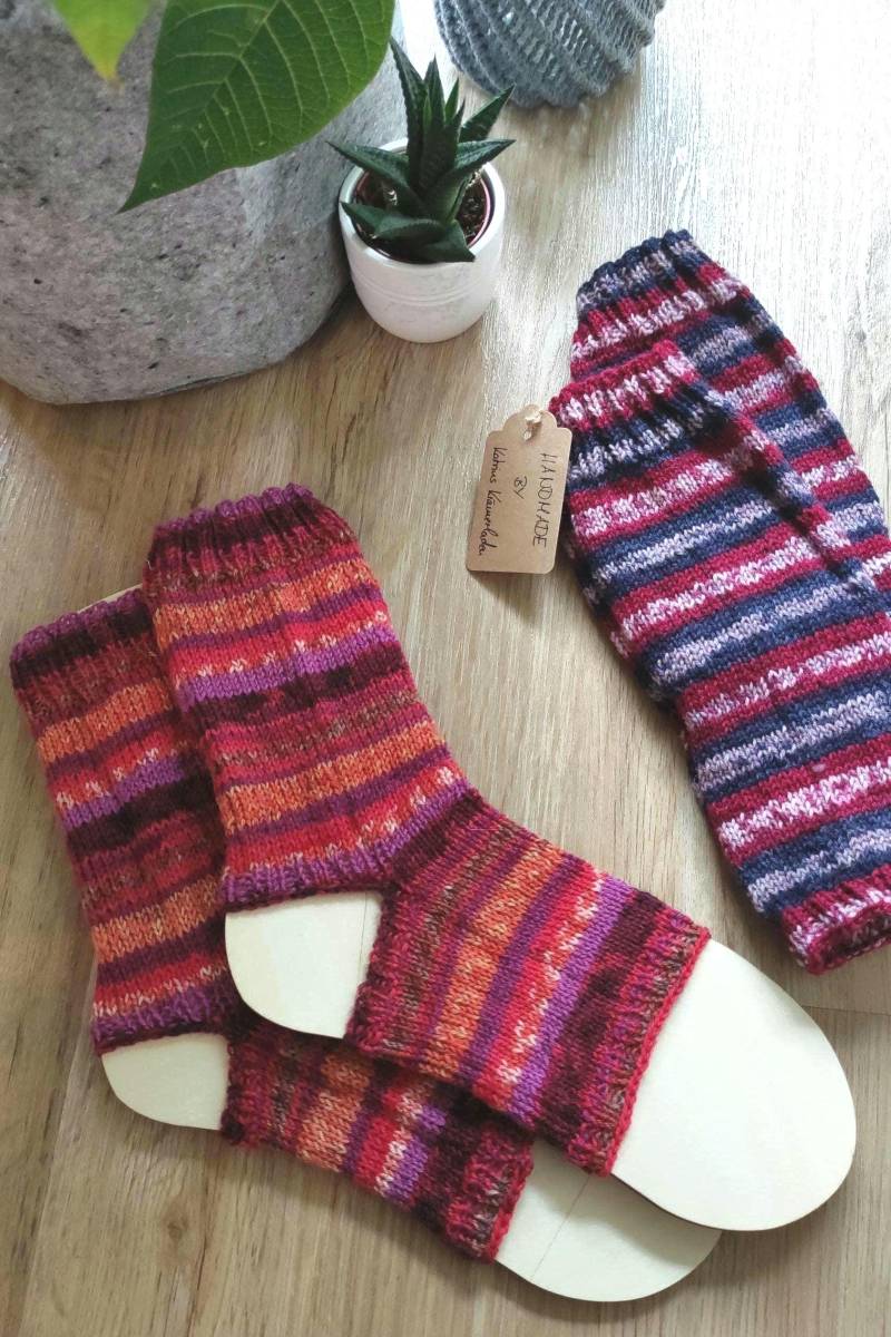 Handgestrickte Bunte Wollsocken/strümpfe Für Yoga, Pilates, Tanz, Gymnastik, Sport Gr. 35-38/ 39-42/ 43-46 von KatrinsKraemerladen