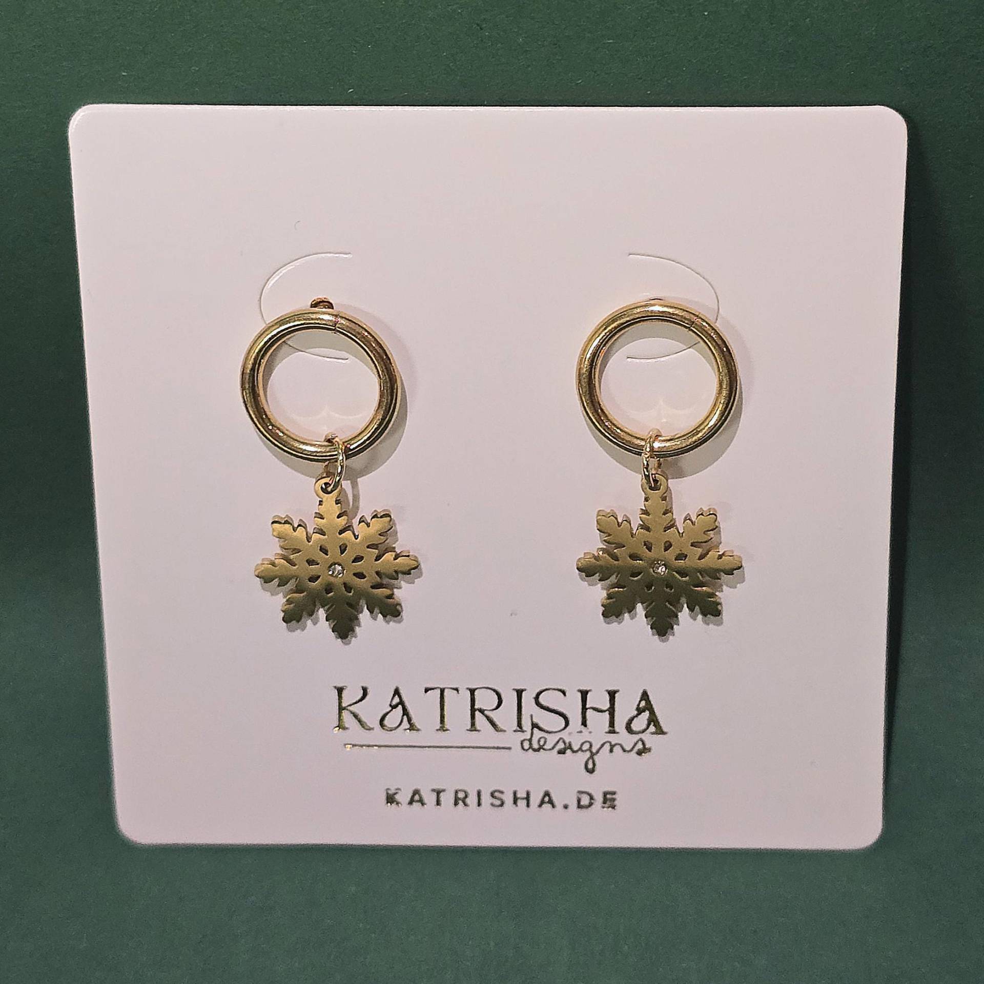 Schneefolcken Ohrstecker Gold Festlicher Adventsschmuck I Wichtelgeschenk von KatrishaDesigns