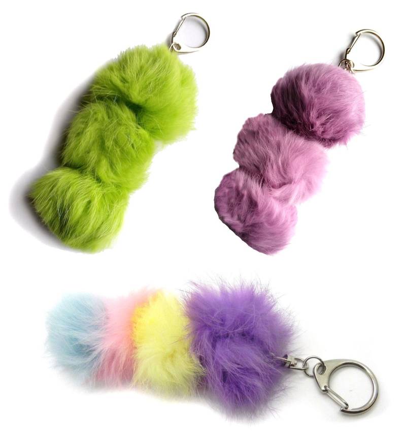 Kaninchen Fell Schlüsselanhänger - 3 Oder 4 Pom von KatsNus