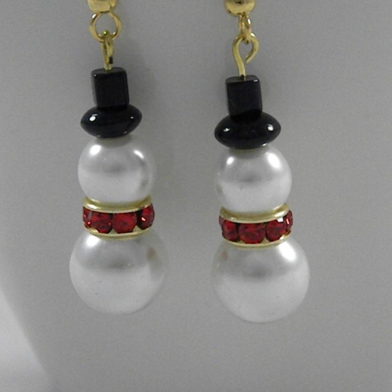 Perle Schneemann Ohrringe Perle Schneemann Ohrringe von KatsOriginalJewelry