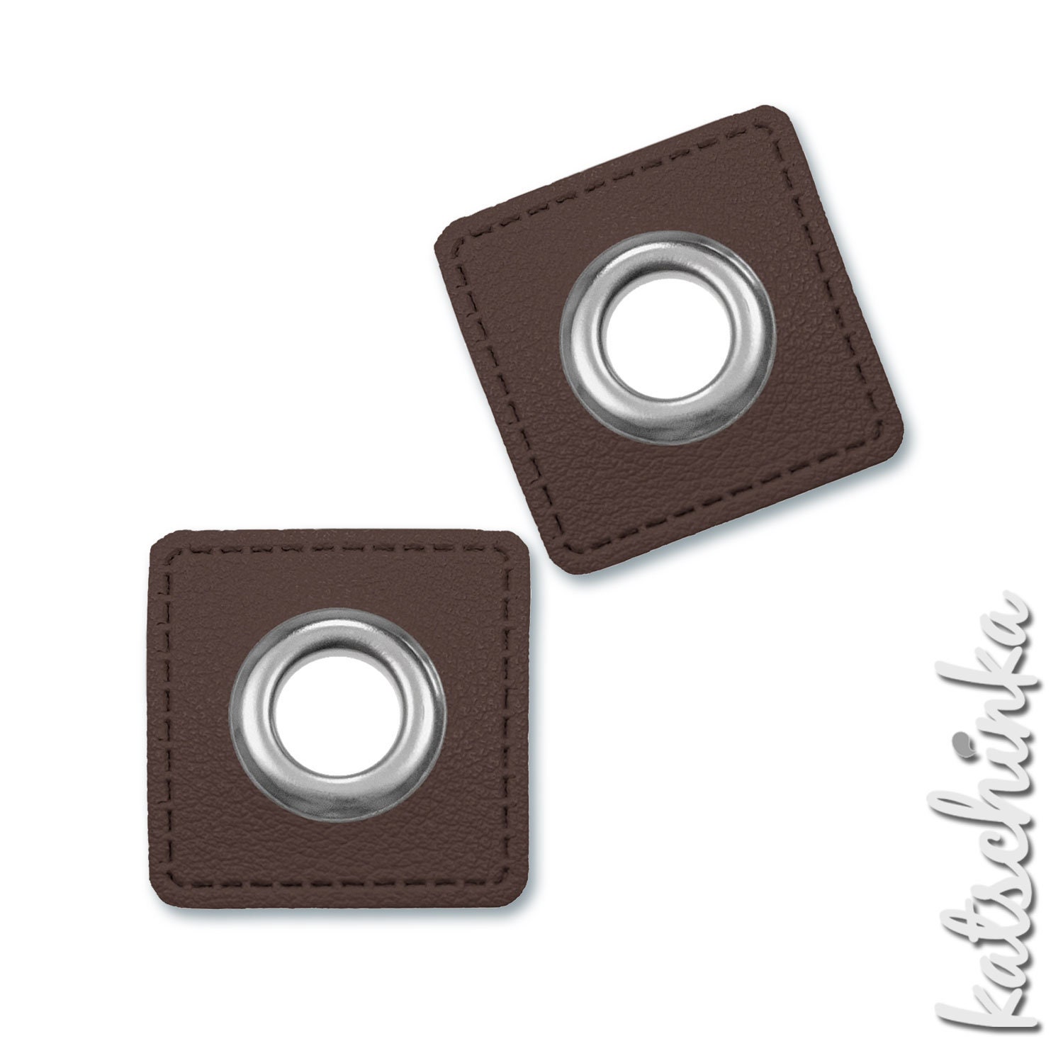 2Er Ösenpatches, Ösen Auf Dunkelbraun Kunstleder, Patches | Quadrat 10 Mm 2Er Ösenpatches, Ösen Auf Dunkelbraun Kunstleder, Patches | Quadrat 10 Mm von KatschinkaDesign