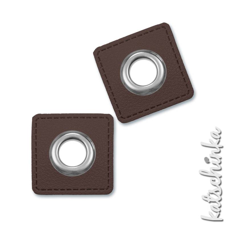 2Er Ösenpatches, Ösen Auf Dunkelbraun Kunstleder, Patches | Quadrat 10 Mm 2Er Ösenpatches, Ösen Auf Dunkelbraun Kunstleder, Patches | Quadrat 10 Mm von KatschinkaDesign