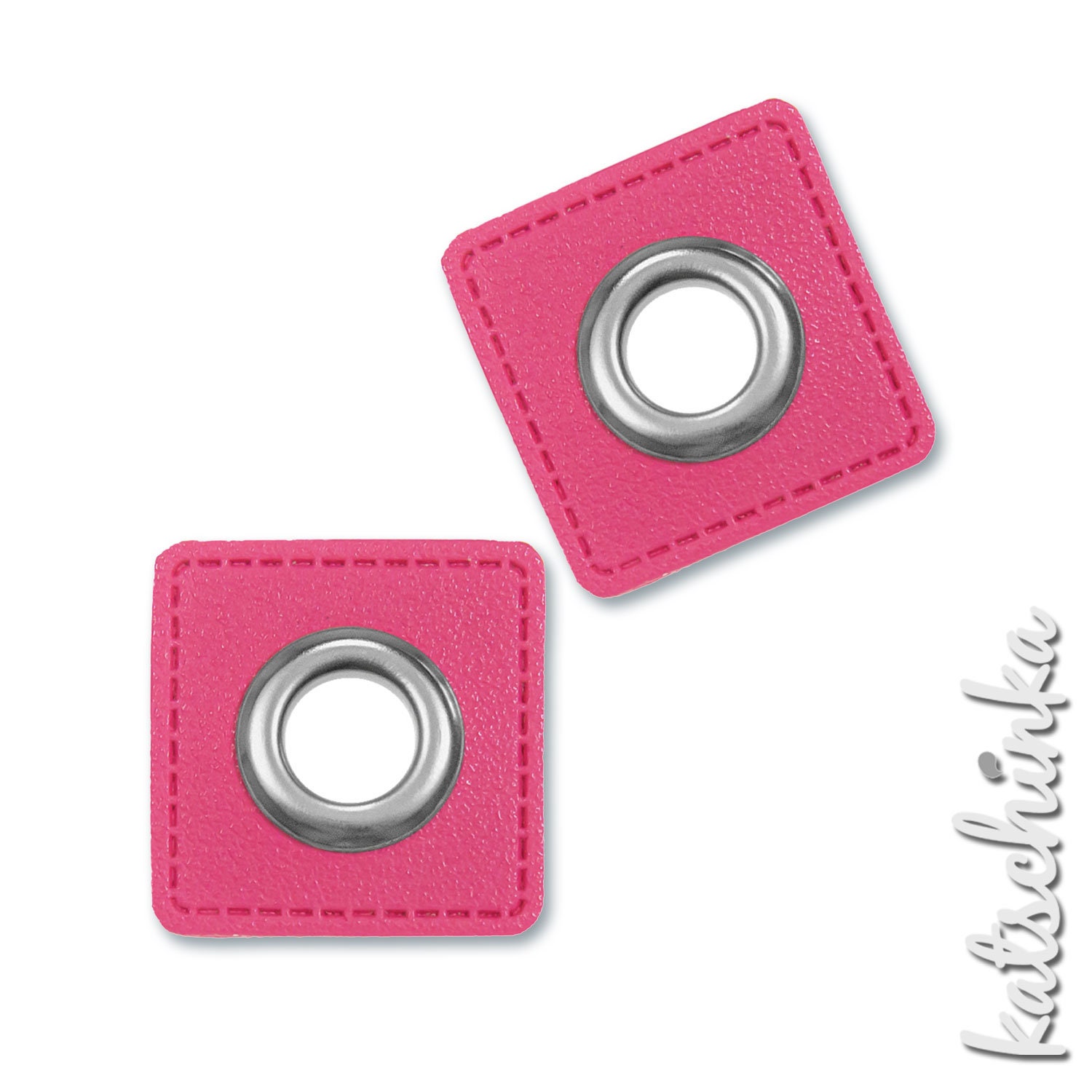 2Er Ösenpatches, Ösen Auf Pink Kunstleder, Patches | Quadrat 10 Mm von KatschinkaDesign