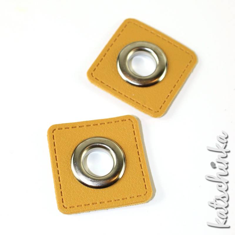 2Er Ösenpatches, Ösen Auf Senf Kunstleder, Patches | Quadrat 10 Mm 2Er Ösenpatches, Ösen Auf Senf Kunstleder, Patches | Quadrat 10 Mm von KatschinkaDesign