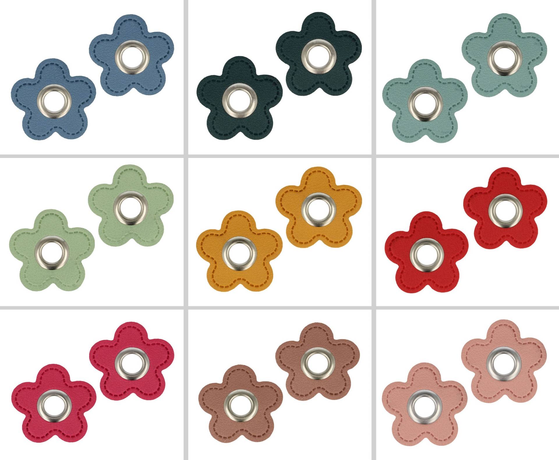 2x Stück Im Set Ösenpatches Blume Verschiedene Farben, Ösen Patches | 2Er von KatschinkaDesign