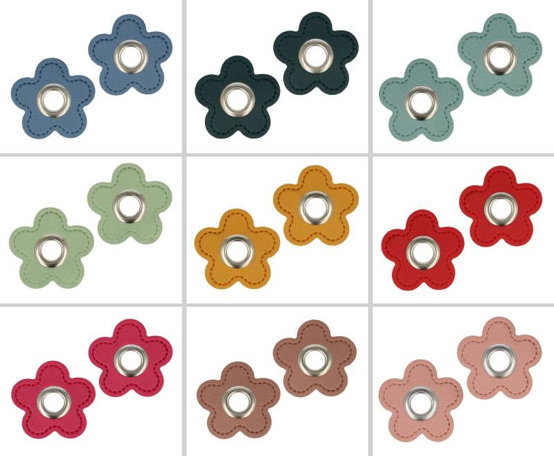2x Stück Im Set Ösenpatches Blume Verschiedene Farben, Ösen Patches | 2Er von KatschinkaDesign