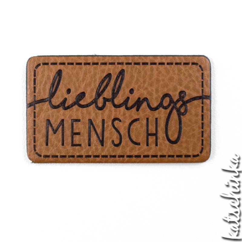 Kunstleder Label - Lieblingsmensch | 1 Stück, Handmade, Etiketten, Kunstleder-Labels, Kleidungsetiketten von KatschinkaDesign