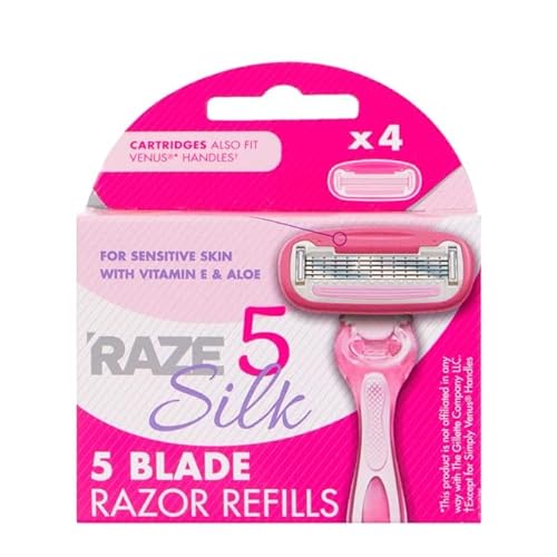 Katsy Style Raze Silk 5-Klingen-Nachfüllpackungen, 4er-Pack, kompatibel mit Venus-Griffen, Präzisions-5-Klingen-Rasierkartuschen für glatte Rasur Katsy Style Raze Silk 5-Klingen-Nachfüllpackungen, 4er-Pack, kompatibel mit Venus-Griffen, Präzisions-5-Klingen-Rasierkartuschen für glatte Rasur von Katsy Style