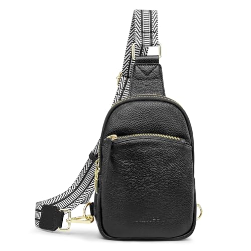 Kattee Brust-Umhängetasche für Damen Echtes Leder Sling-Rucksack Kleine Gürteltaschen Weicher Schulter-Tagesrucksack für Reisen und Outdoor von Kattee