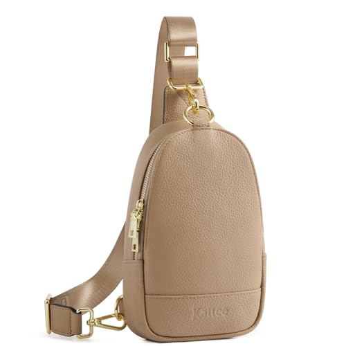 Kattee Damen Brust-Umhängetasche Echtes Leder Sling-Rucksack Kleine Umhängetasche mit RFID-Blockierungsfunktion für Outdoor-Reisen Radfahren Wandern Einkaufen Unisex von Kattee