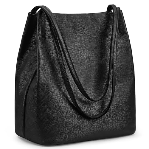 Kattee Damen Handtaschen und Tragetaschen aus weichem Echtleder Schultertasche mit magnetischem Druckknopfverschluss oben Groß von Kattee