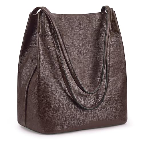 Kattee Damen Handtaschen und Tragetaschen aus weichem Echtleder Schultertasche mit magnetischem Druckknopfverschluss oben Mittel von Kattee