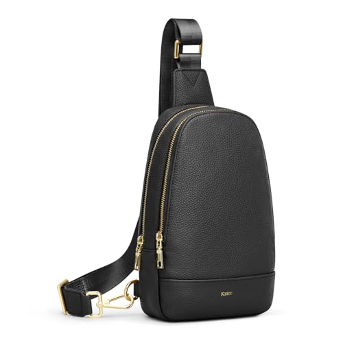 Kattee Leder-Schultertasche für Damen mehrere Fächer Umhängetasche weiche Brusttasche Gürteltasche von Kattee