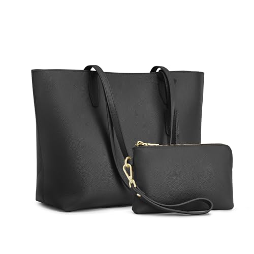 Kattee Leder Tragetaschen für Damen weiche Handtaschen und Schultertaschen Reise und Arbeitstaschen mit Handgelenksgeldbörse 2-in-1 von Kattee