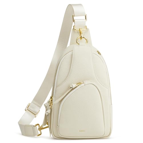 Kattee Sling Bag für Damen Gürteltasche aus Leder Kleine Brusttasche Umhängetasche mit RFID-Blockierung für Reisen und Outdoor von Kattee