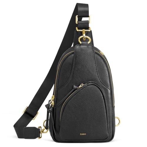 Kattee Sling Bag für Damen Gürteltasche aus Leder Kleine Brusttasche Umhängetasche mit RFID-Blockierung für Reisen und Outdoor von Kattee