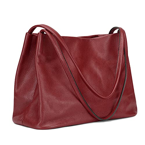 Kattee Damen Tragetaschen aus weichem Echtleder lässige Schulter Hobo Geldbörsen und Handtaschen mit magnetischem Druckknopfverschluss oben von Kattee