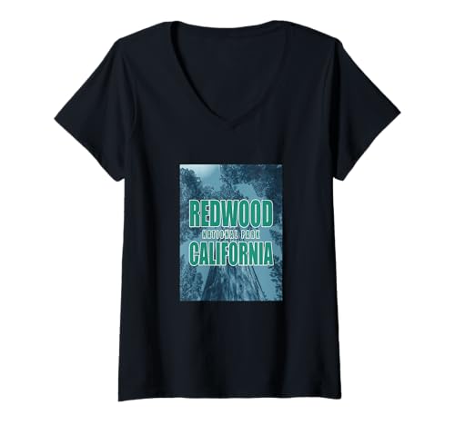 Damen Redwood Forest Redwood-Nationalpark, Kalifornien, Camping T-Shirt mit V-Ausschnitt Damen Redwood Forest Redwood-Nationalpark, Kalifornien, Camping T-Shirt mit V-Ausschnitt von Kattie Kattie