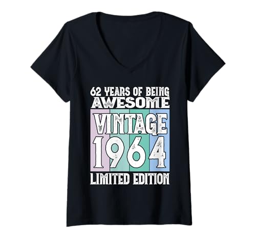 Damen Legendär seit 1964 Limited Edition 62 Geburtstag T-Shirt mit V-Ausschnitt Damen Legendär seit 1964 Limited Edition 62 Geburtstag T-Shirt mit V-Ausschnitt von Kattos - Birthday Vintage Born 1964 Version 2026