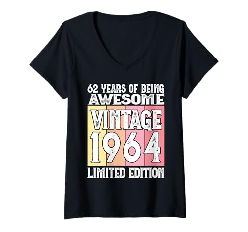Damen Legendär seit 1964 Limited Edition 62 Geburtstag T-Shirt mit V-Ausschnitt Damen Legendär seit 1964 Limited Edition 62 Geburtstag T-Shirt mit V-Ausschnitt von Kattos - Birthday Vintage Born 1964 Version 2026