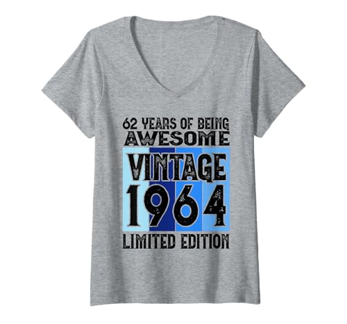 Damen Legendär seit 1964 Limited Edition 62 Geburtstag T-Shirt mit V-Ausschnitt Damen Legendär seit 1964 Limited Edition 62 Geburtstag T-Shirt mit V-Ausschnitt von Kattos - Birthday Vintage Born 1964 Version 2026