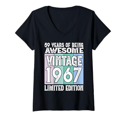 Damen Legendär seit 1967 Limited Edition 59 Geburtstag T-Shirt mit V-Ausschnitt Damen Legendär seit 1967 Limited Edition 59 Geburtstag T-Shirt mit V-Ausschnitt von Kattos - Birthday Vintage Born 1967 Version 2026