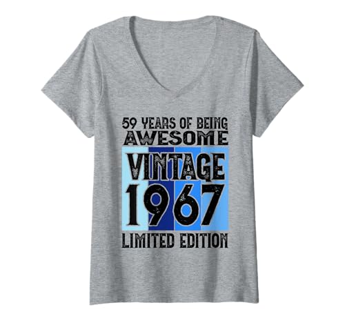 Damen Legendär seit 1967 Limited Edition 59 Geburtstag T-Shirt mit V-Ausschnitt Damen Legendär seit 1967 Limited Edition 59 Geburtstag T-Shirt mit V-Ausschnitt von Kattos - Birthday Vintage Born 1967 Version 2026