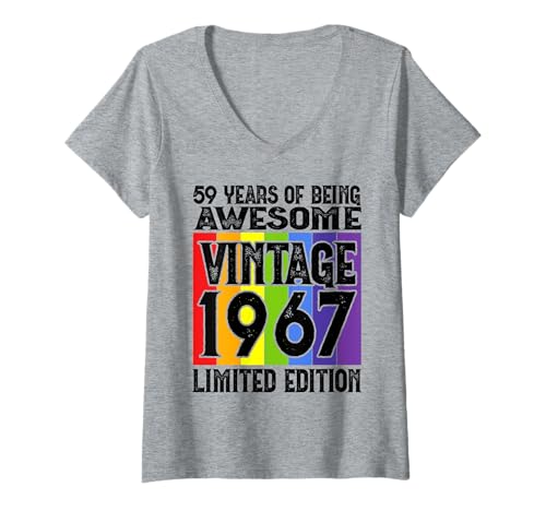 Damen Legendär seit 1967 Limited Edition 59 Geburtstag T-Shirt mit V-Ausschnitt Damen Legendär seit 1967 Limited Edition 59 Geburtstag T-Shirt mit V-Ausschnitt von Kattos - Birthday Vintage Born 1967 Version 2026