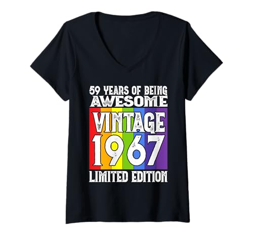 Damen Legendär seit 1967 Limited Edition 59 Geburtstag T-Shirt mit V-Ausschnitt Damen Legendär seit 1967 Limited Edition 59 Geburtstag T-Shirt mit V-Ausschnitt von Kattos - Birthday Vintage Born 1967 Version 2026