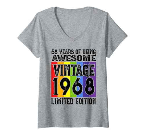 Damen Legendär seit 1968 Limited Edition 58 Geburtstag T-Shirt mit V-Ausschnitt Damen Legendär seit 1968 Limited Edition 58 Geburtstag T-Shirt mit V-Ausschnitt von Kattos - Birthday Vintage Born 1968 Version 2026