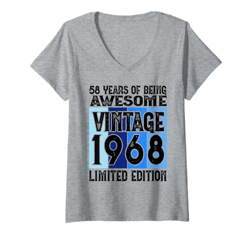Damen Legendär seit 1968 Limited Edition 58 Geburtstag T-Shirt mit V-Ausschnitt Damen Legendär seit 1968 Limited Edition 58 Geburtstag T-Shirt mit V-Ausschnitt von Kattos - Birthday Vintage Born 1968 Version 2026