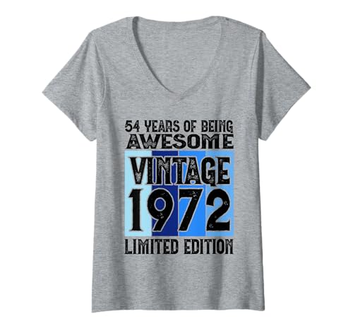 Damen Legendär seit 1972 Limited Edition 54 Geburtstag T-Shirt mit V-Ausschnitt Damen Legendär seit 1972 Limited Edition 54 Geburtstag T-Shirt mit V-Ausschnitt von Kattos - Birthday Vintage Born 1972 Version 2026
