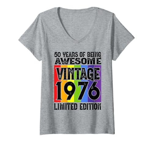 Damen Legendär seit 1976 Limited Edition 50 Geburtstag T-Shirt mit V-Ausschnitt Damen Legendär seit 1976 Limited Edition 50 Geburtstag T-Shirt mit V-Ausschnitt von Kattos - Birthday Vintage Born 1976 Version 2026