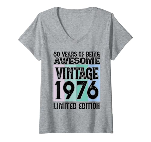 Damen Legendär seit 1976 Limited Edition 50 Geburtstag T-Shirt mit V-Ausschnitt Damen Legendär seit 1976 Limited Edition 50 Geburtstag T-Shirt mit V-Ausschnitt von Kattos - Birthday Vintage Born 1976 Version 2026