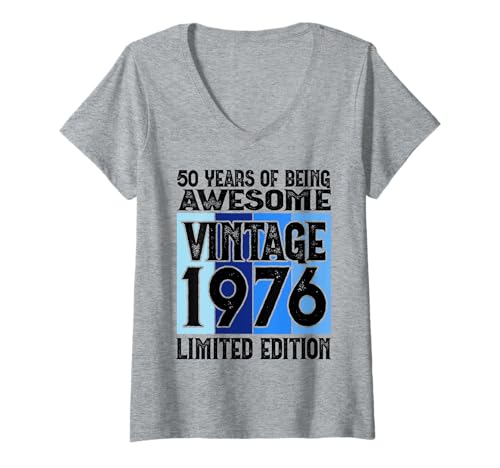 Damen Legendär seit 1976 Limited Edition 50 Geburtstag T-Shirt mit V-Ausschnitt Damen Legendär seit 1976 Limited Edition 50 Geburtstag T-Shirt mit V-Ausschnitt von Kattos - Birthday Vintage Born 1976 Version 2026